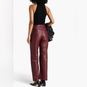 NWT $570 Muubaa “Amy” Leather Straight-Leg Pants — UK 12 / US 8 / IT 44